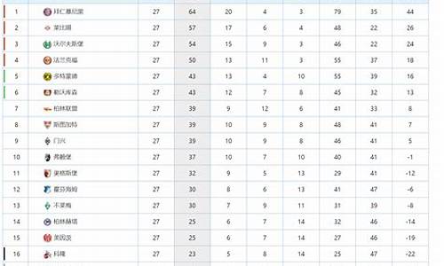 2011年德甲积分榜_2011德甲排名